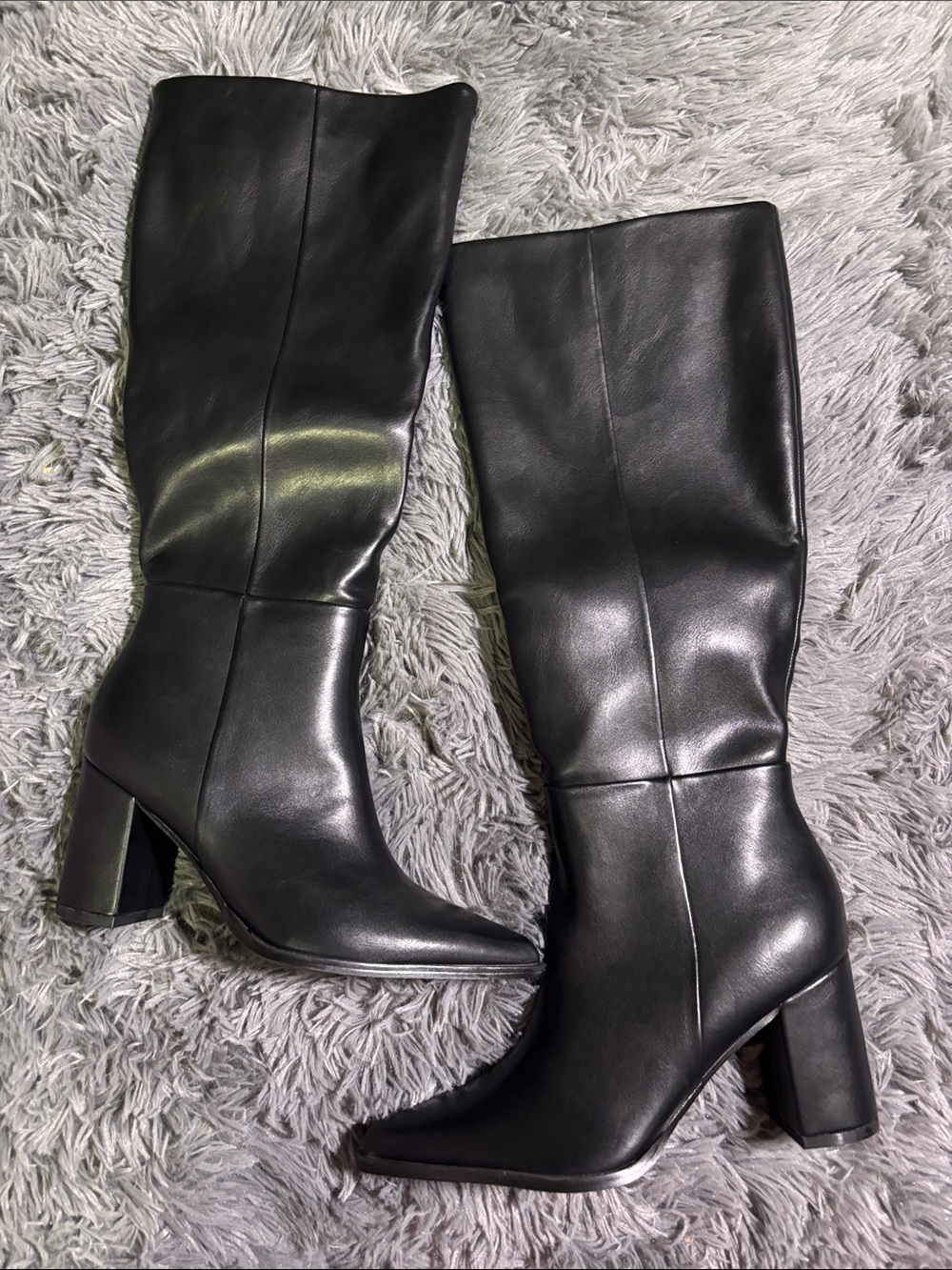 Women’s Black Leather Knee-High Boots NWOT - side zip - Picture 7 of 7